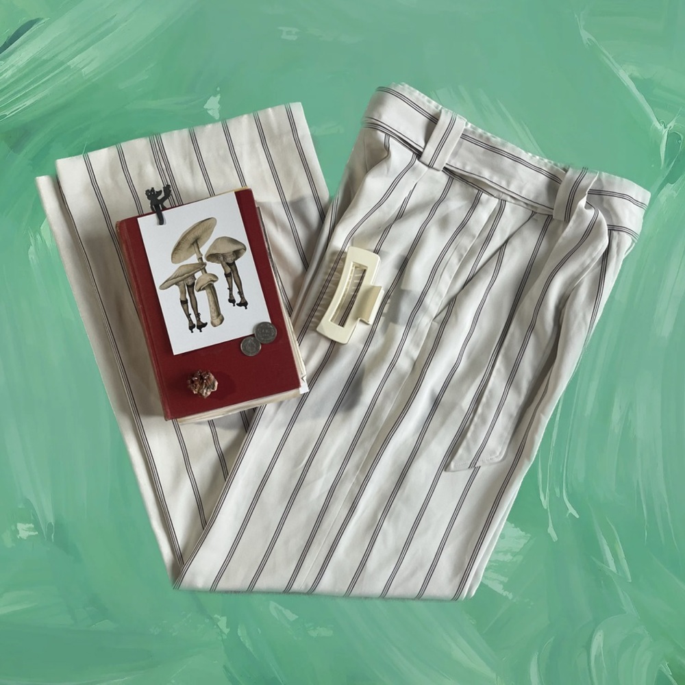 H&M White Pinstripe Trousers/Pants